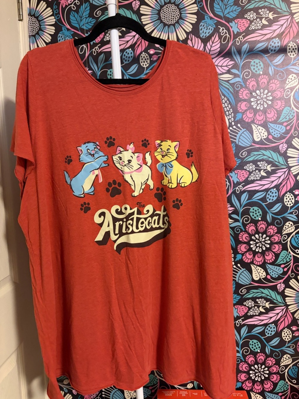 Disney Orange Short Sleeve Tee with Aristocats Graphic